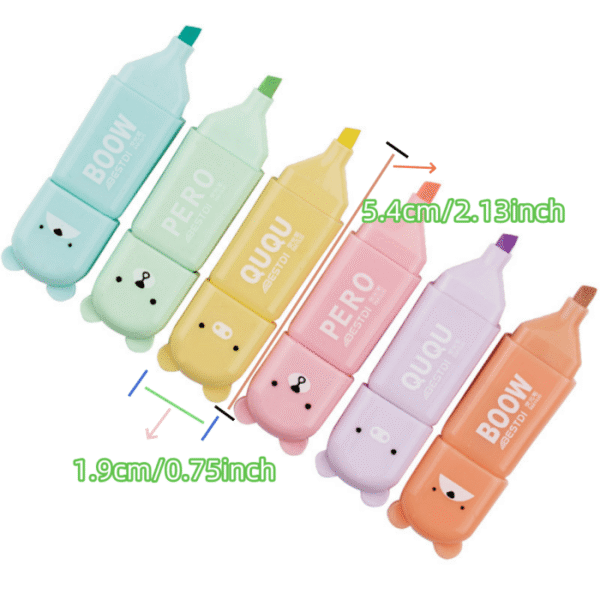 1728572699353-71b0adbd86d0476084f574c7b943ce9a-goods.png Adorable Mini Bear Highlighter, Colorful Marker Pen Set