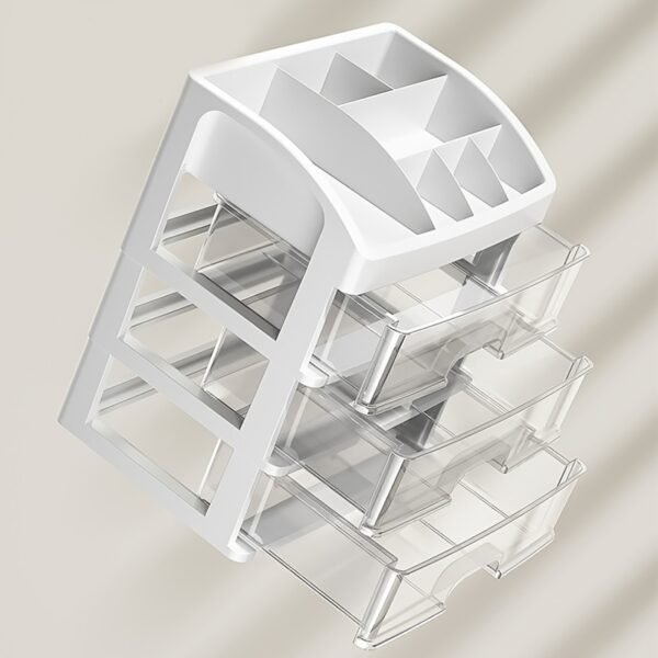 1f7e68b7a8bac8347fd48fbed81af5fa.jpg Modern Desktop Organizer with Transparent Drawers for Stationery and Office Storage