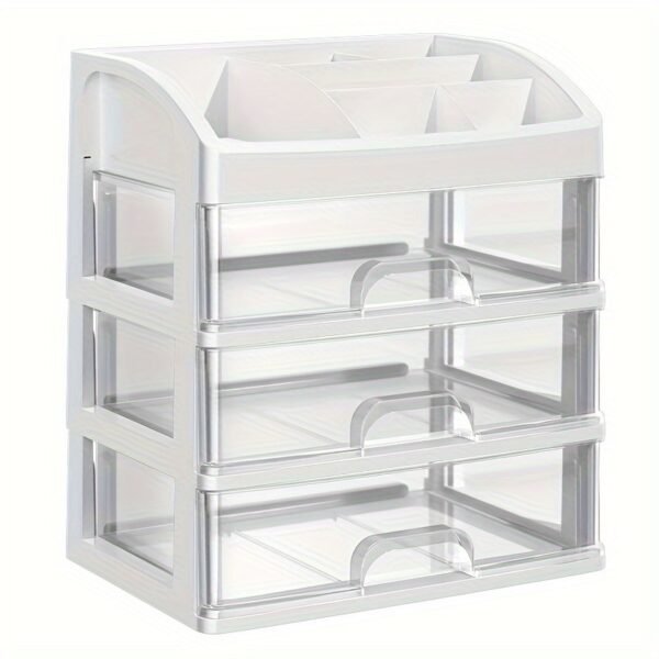 528db1e2994e14ba92dc089463995ffb.jpg Modern Desktop Organizer with Transparent Drawers for Stationery and Office Storage