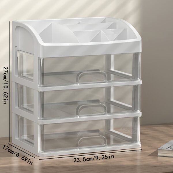 7fd6e4b230ef0a9309b09bd9d5a7961b.jpg Modern Desktop Organizer with Transparent Drawers for Stationery and Office Storage