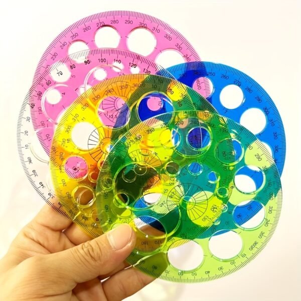 ff1092a9-1344-49b8-b7b9-3b30cbeefcd4.jpg 5pcs Random Creative Multi-Functional Pattern Ruler Set, Circular Ruler with Circles and Degrees, for Drawing, Repair, Office, and School Supplies