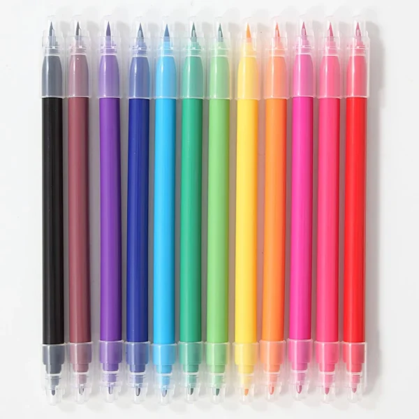 Hexagonal Water based Twin Pen 12 Colour Set with Case